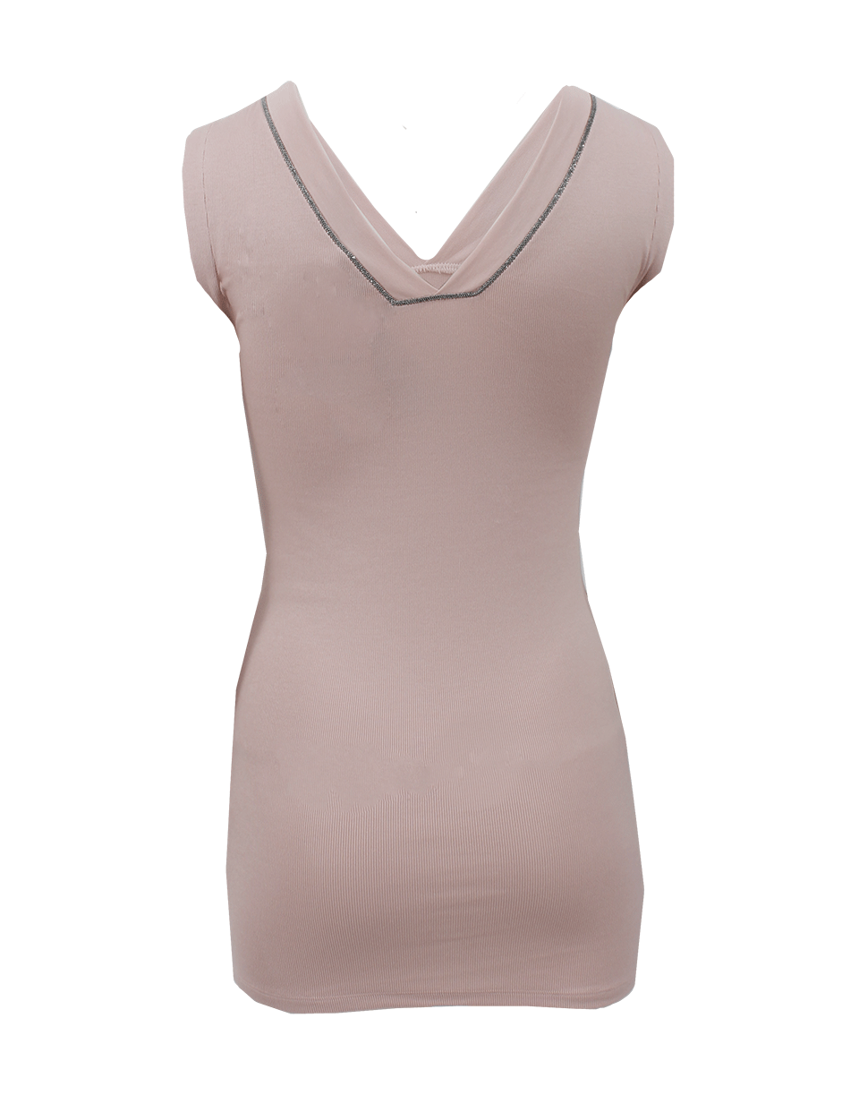 BRUNELLO CUCINELLI-Sleeveless Monili Trim V-Neck-