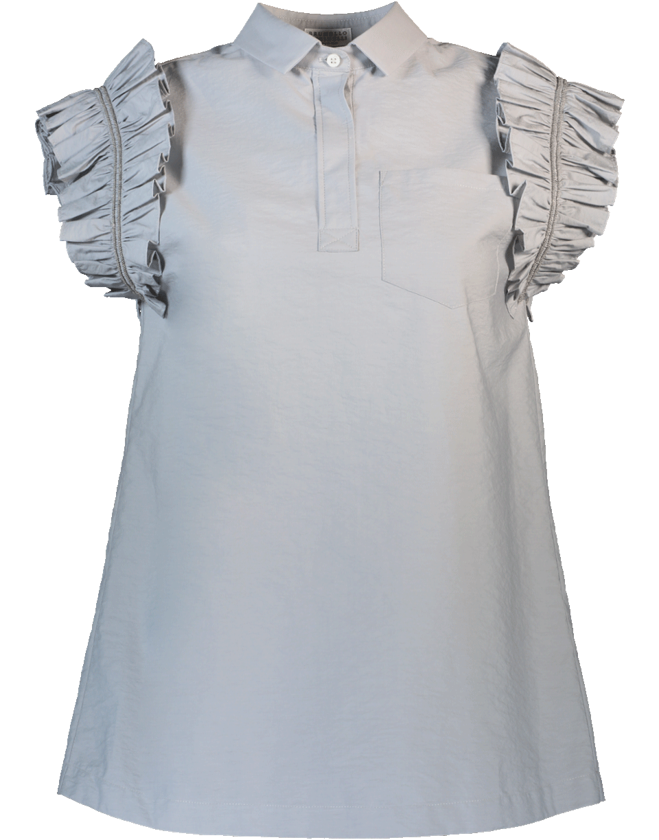 BRUNELLO CUCINELLI-Ruffle Crinkle Polo-