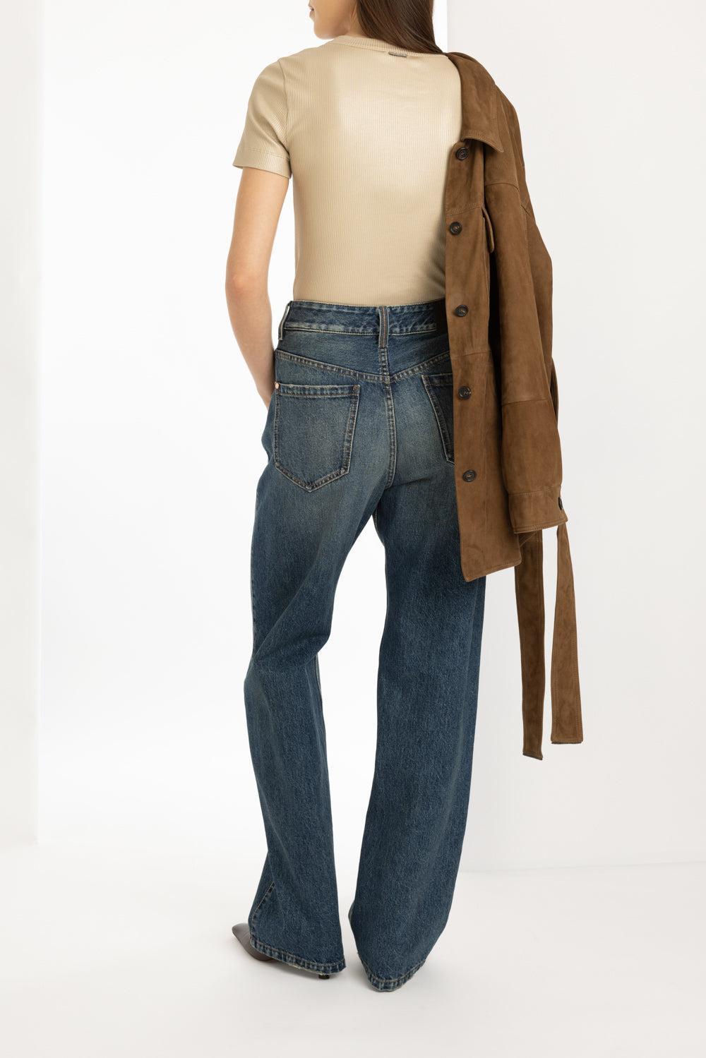 Foiled Ribbed T-Shirt-GOLD-XS-CLOTHINGTOPT-SHIRT-BRUNELLO CUCINELLI