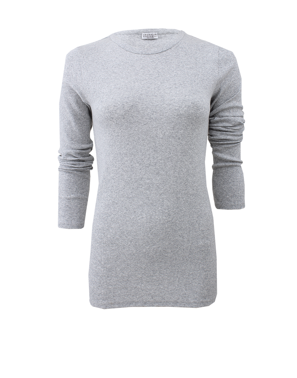 BRUNELLO CUCINELLI-Monili Back Neck Detail Ribbed Tee-