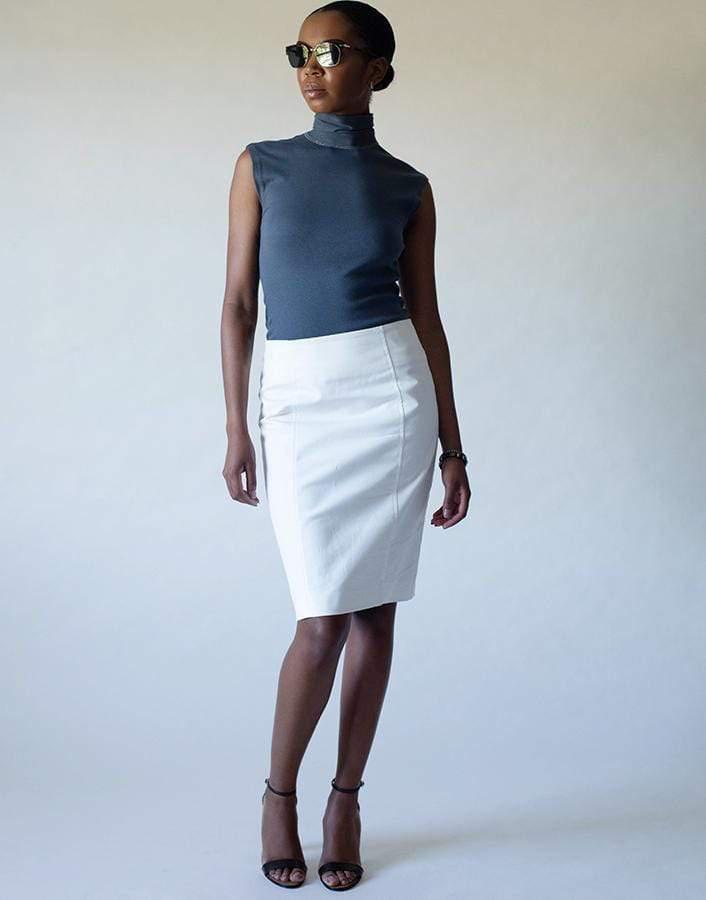 BRUNELLO CUCINELLI-Sleeveless Ribbed Mock Neck Tank with Monili-GRAY