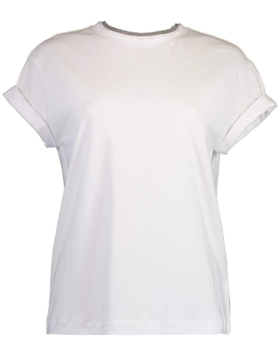 BRUNELLO CUCINELLI-White Flat Cotton Short Sleeve T-Shirt-