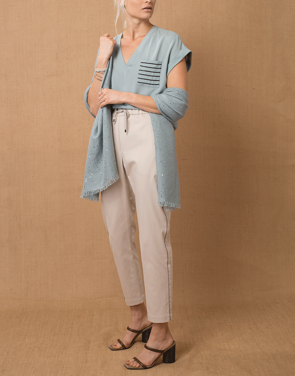 BRUNELLO CUCINELLI-Monili Pocket High-Low Tee-