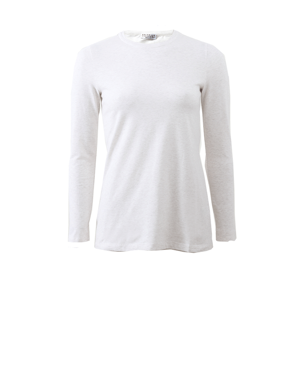 BRUNELLO CUCINELLI-Long-Sleeve Monili Trim Tee-