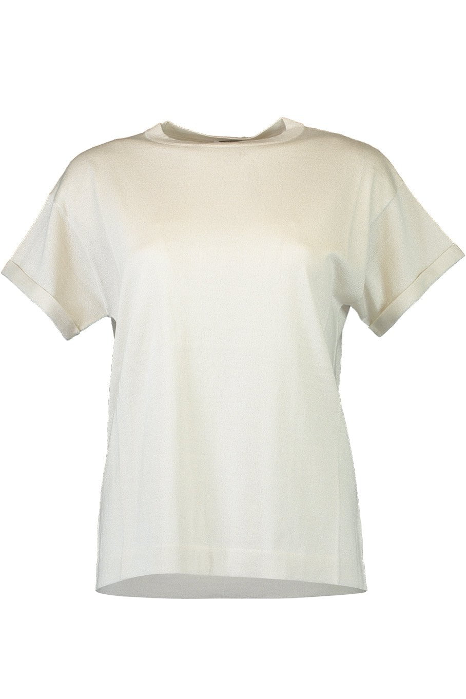 BRUNELLO CUCINELLI-Lurex T-Shirt - Pearl-
