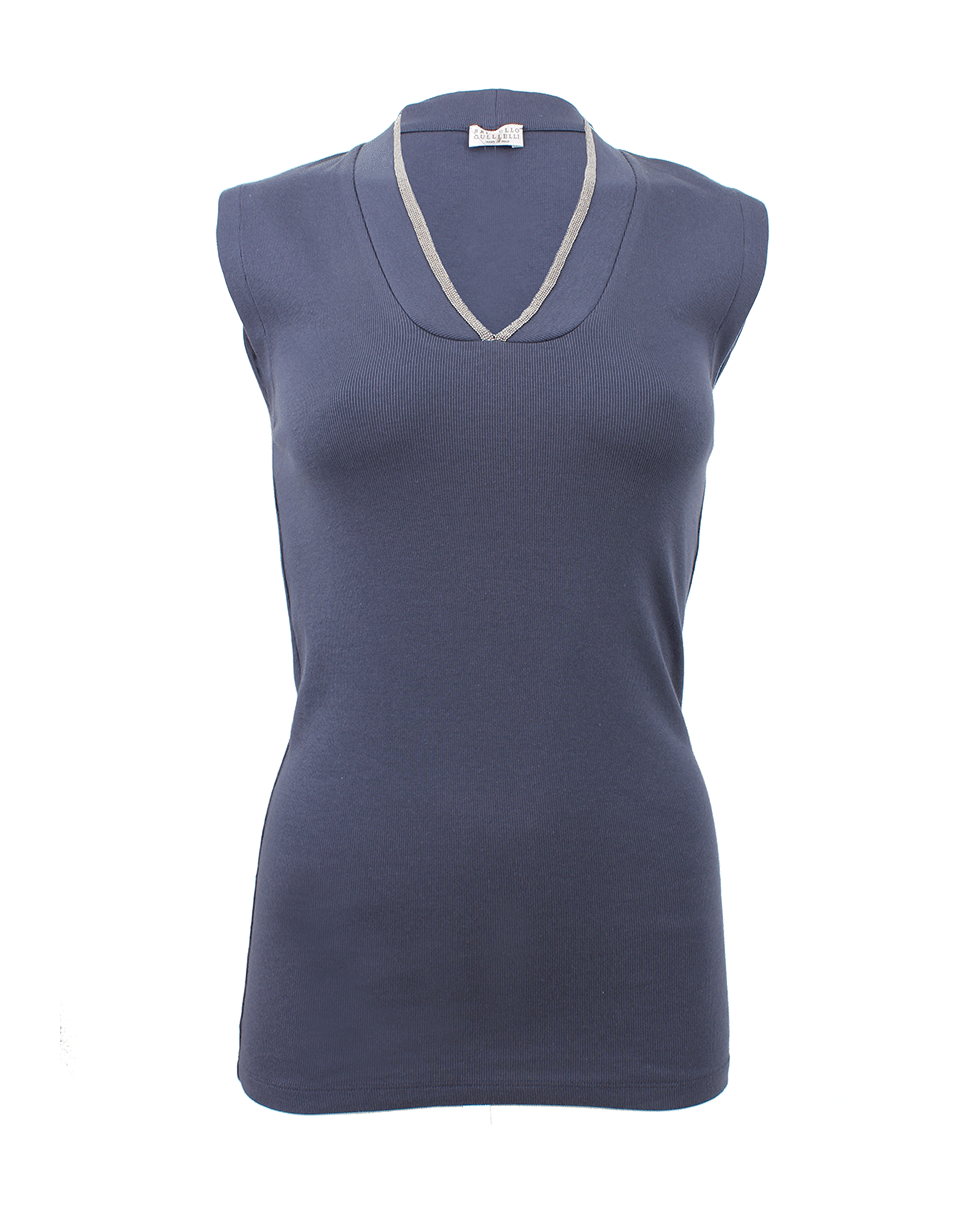 BRUNELLO CUCINELLI-Monili V-Neck Tank-