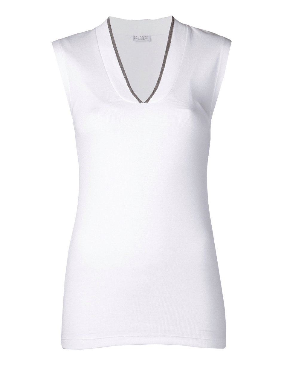 BRUNELLO CUCINELLI-Monili V-Neck Tank-