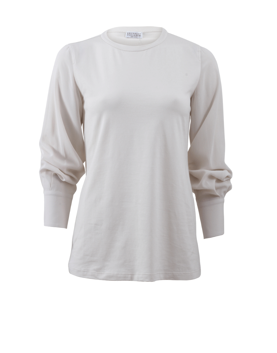 BRUNELLO CUCINELLI-Silk Sleeve T-Shirt-
