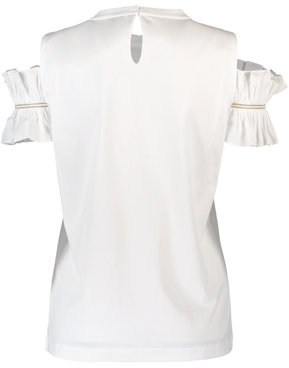 BRUNELLO CUCINELLI-Ruched Shoulder Cotton Top-
