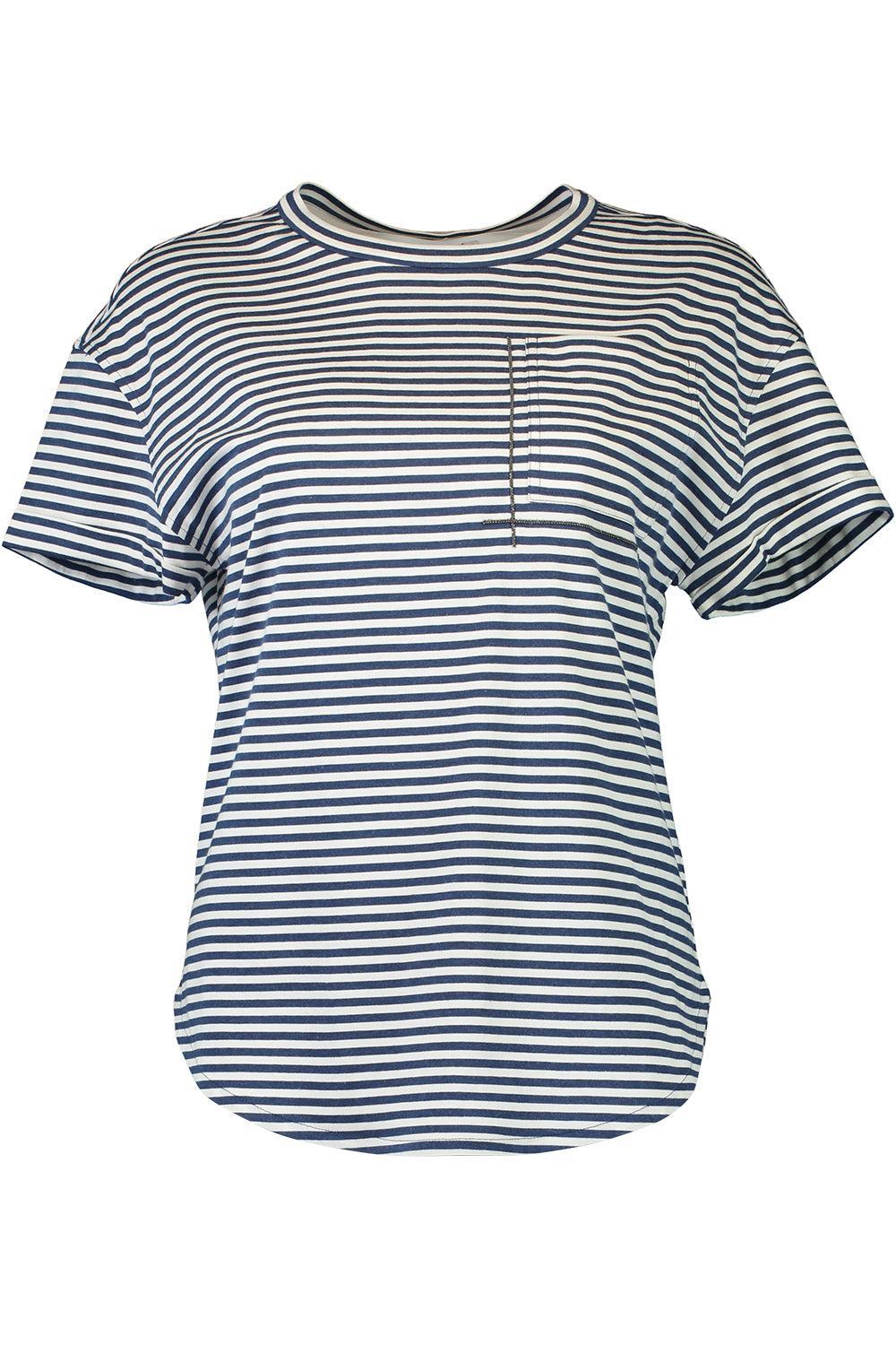 Shiny Pocket Striped T-Shirt-WHT/BLUE-XS-CLOTHINGTOPT-SHIRT-BRUNELLO CUCINELLI