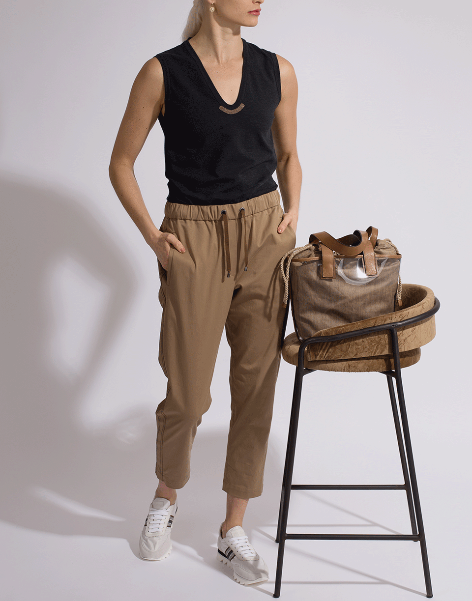 BRUNELLO CUCINELLI-Monili Neck Jersey Tank Top-