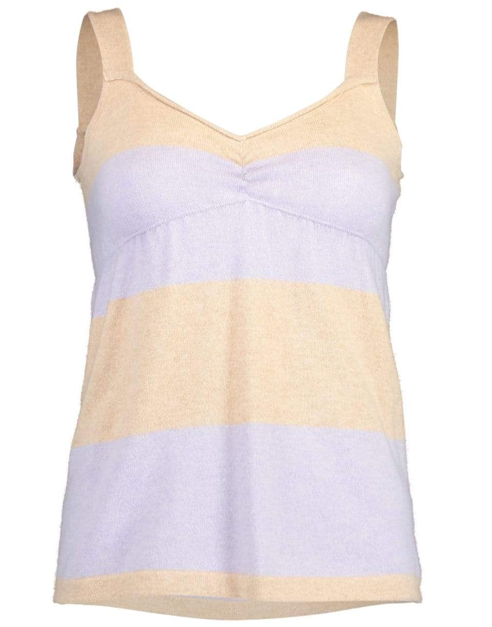 BRUNELLO CUCINELLI-Striped Cashmere Empire Camisole-BEIGE