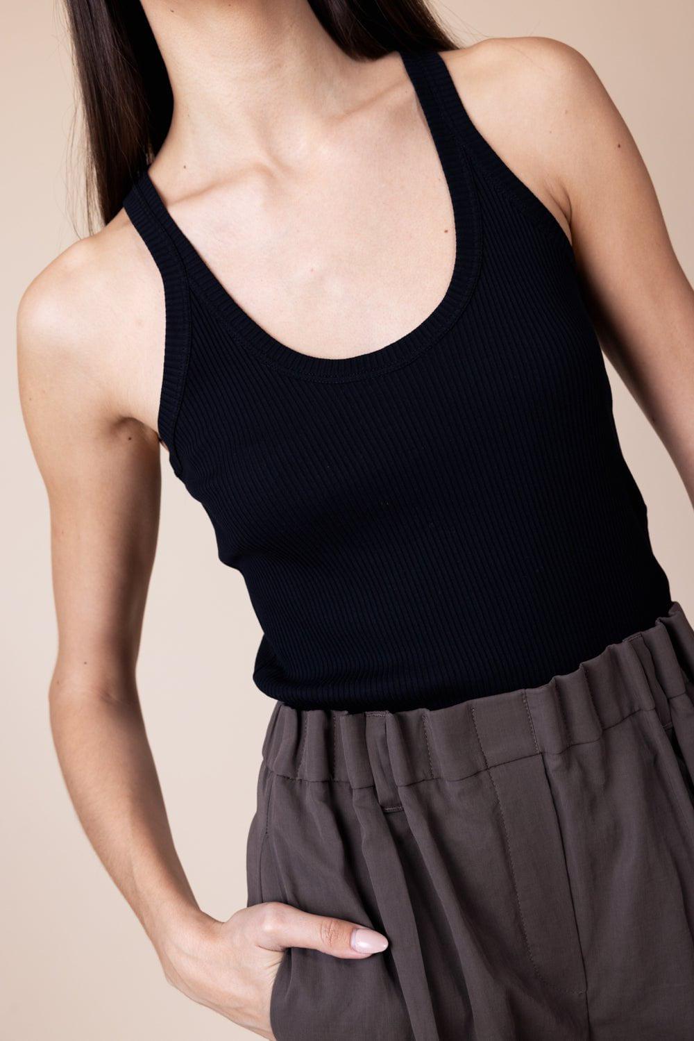 BRUNELLO CUCINELLI-Scoop Neck Tank - Black-