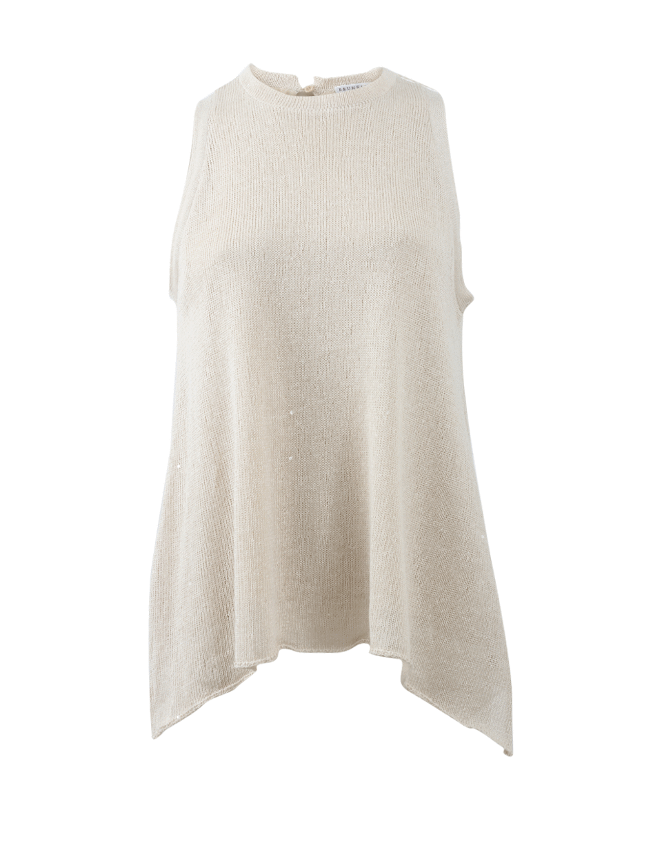 BRUNELLO CUCINELLI-Linen Paillette Trapeze Top-