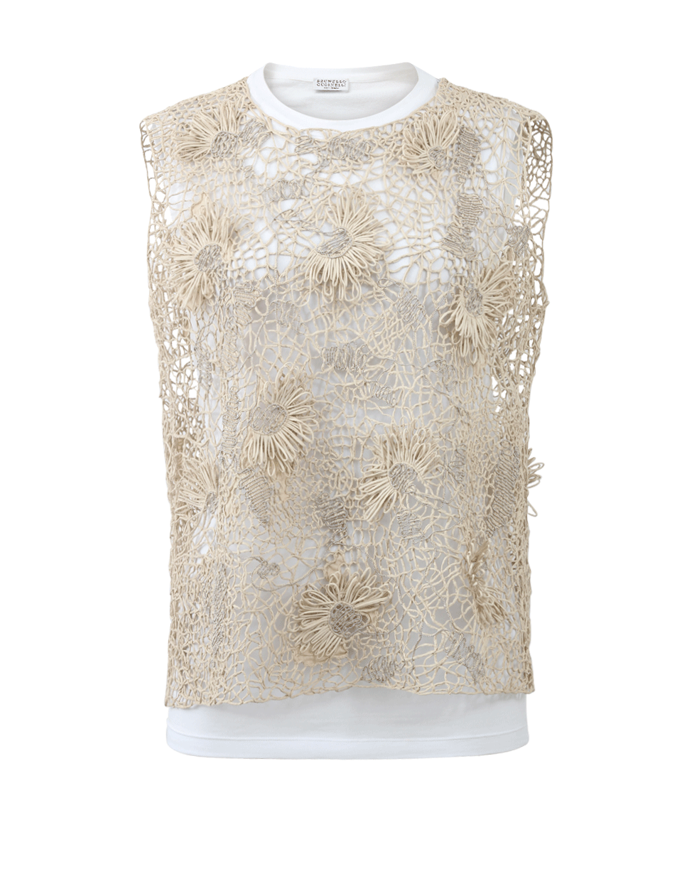 BRUNELLO CUCINELLI-Floral Woven Pullover And Tee-