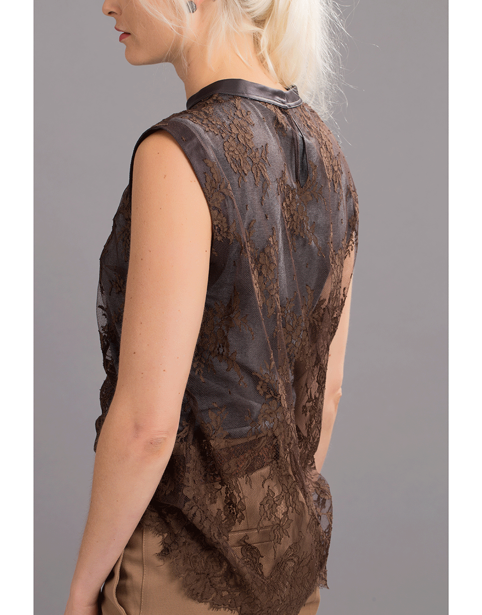 BRUNELLO CUCINELLI-Lace Overlay Jersey Tank-