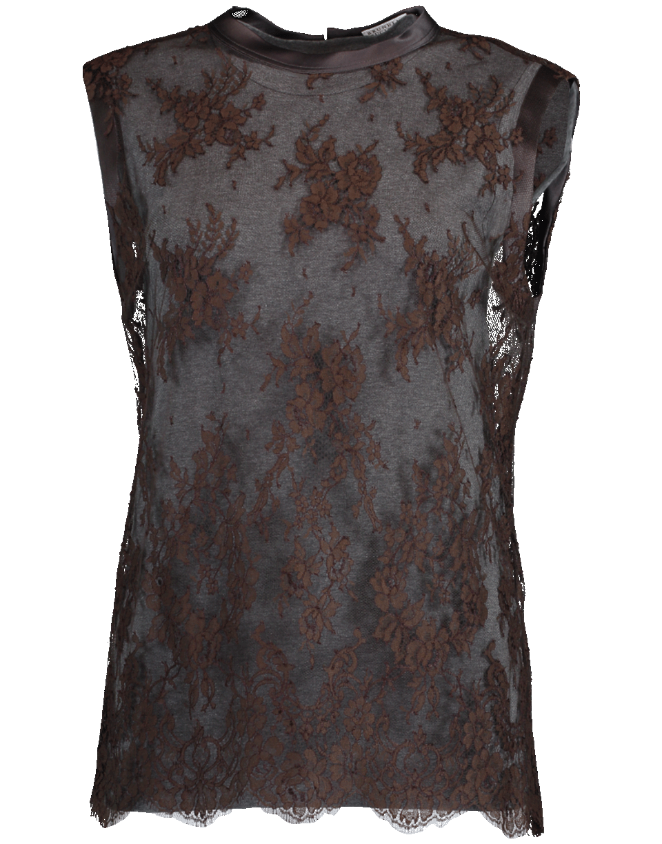 BRUNELLO CUCINELLI-Lace Overlay Jersey Tank-
