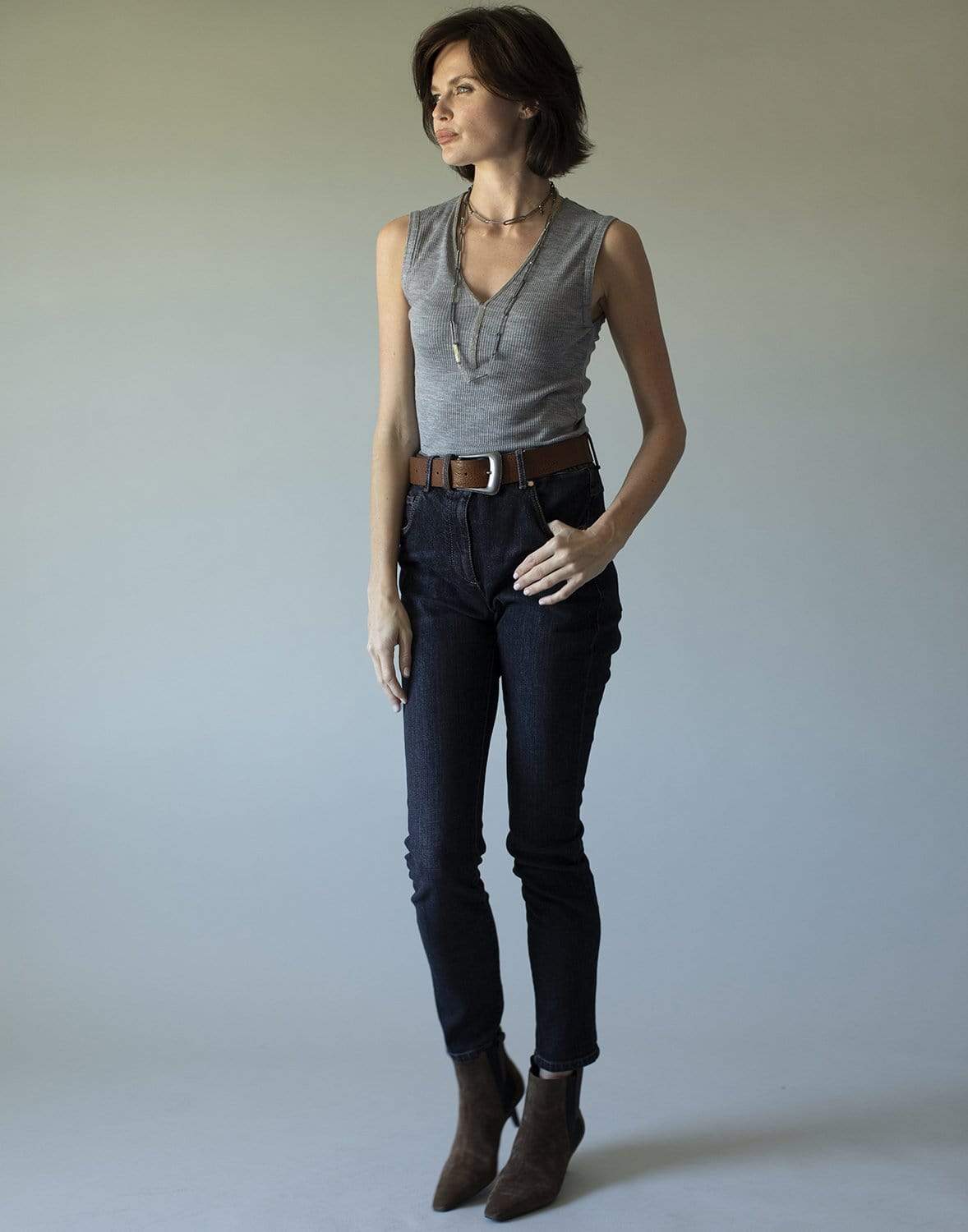 BRUNELLO CUCINELLI-Ribbed Monili Trim Tank-