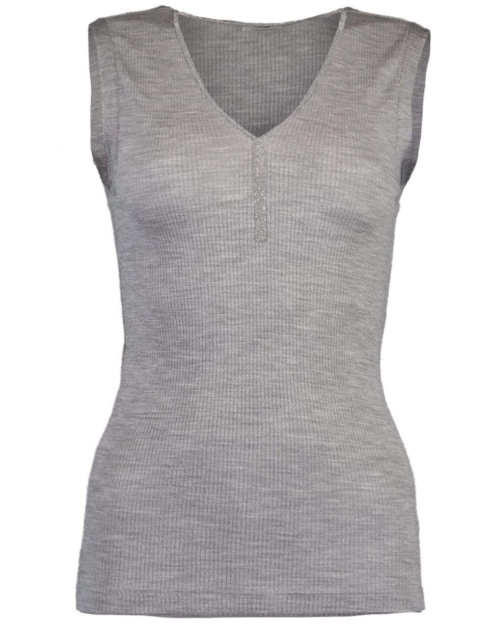 BRUNELLO CUCINELLI-Ribbed Monili Trim Tank-