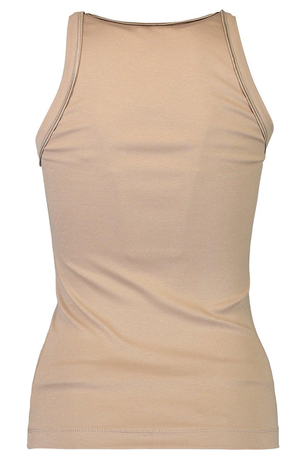 BRUNELLO CUCINELLI-Satin Trim Tank - Coyote-