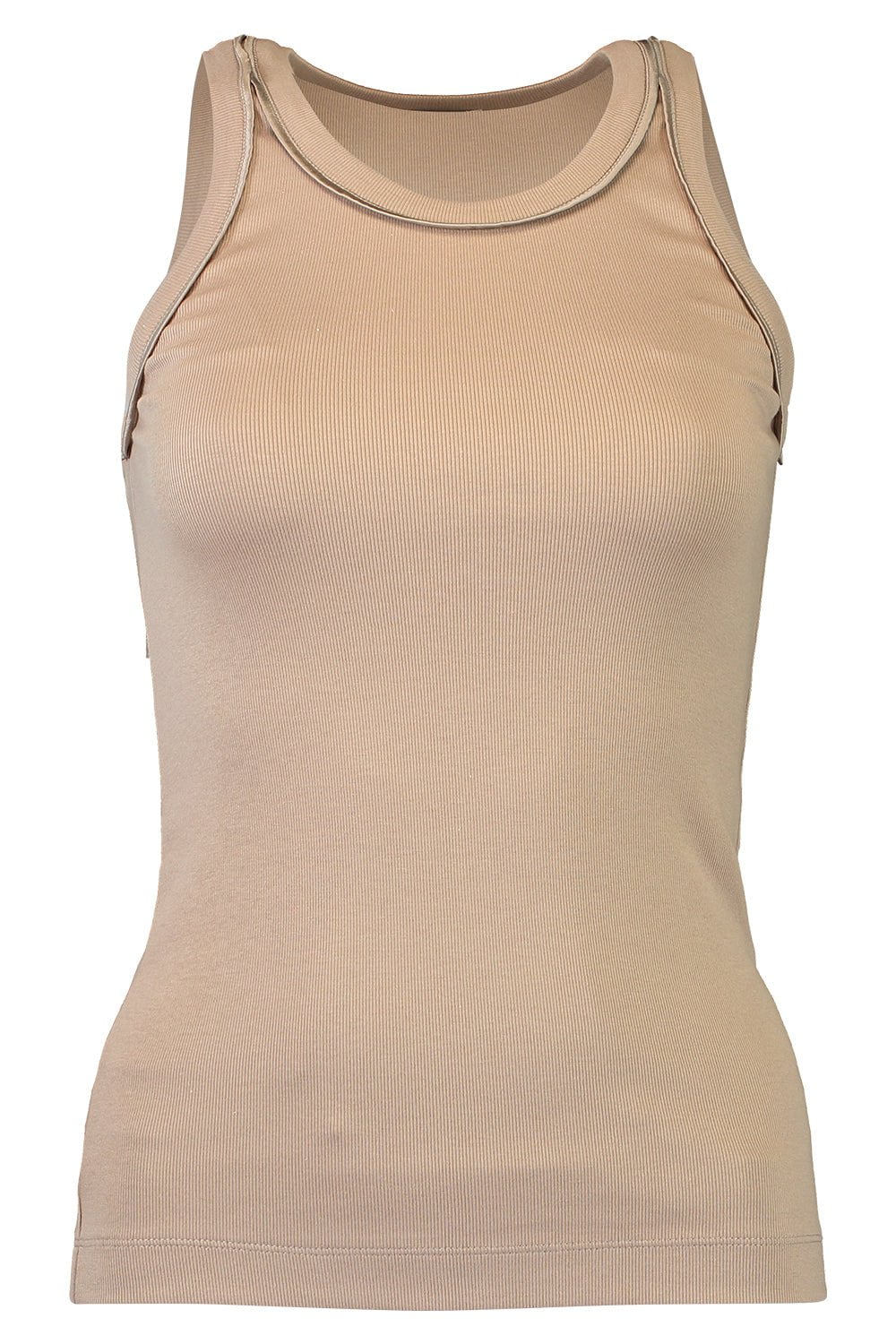 BRUNELLO CUCINELLI-Satin Trim Tank - Coyote-