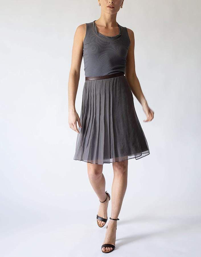 BRUNELLO CUCINELLI-Sleeveless Monili Ribbed Tank-GRAY