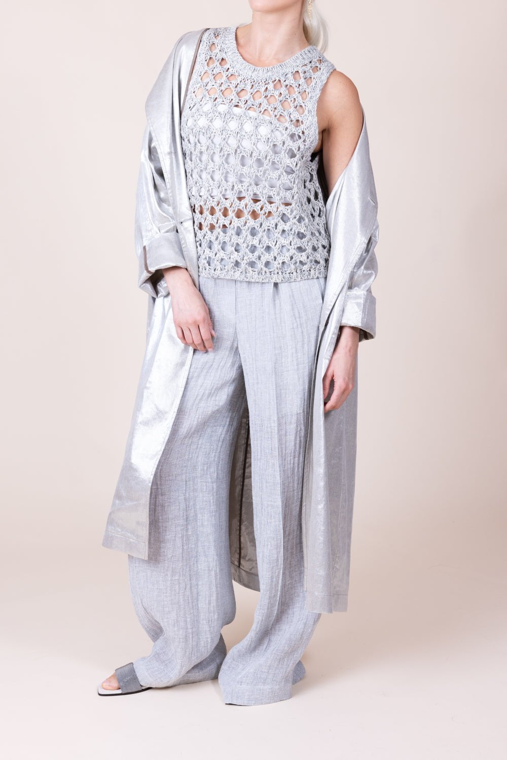 BRUNELLO CUCINELLI-Openwork Knit Tank-