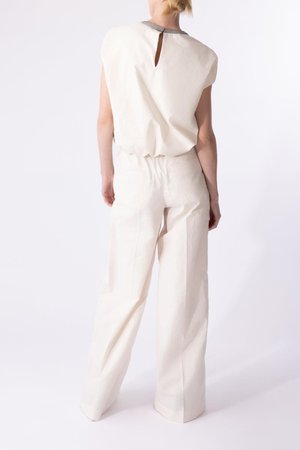 Balloon Hem Tank-IVORY-XS-CLOTHINGTOPTANK-BRUNELLO CUCINELLI