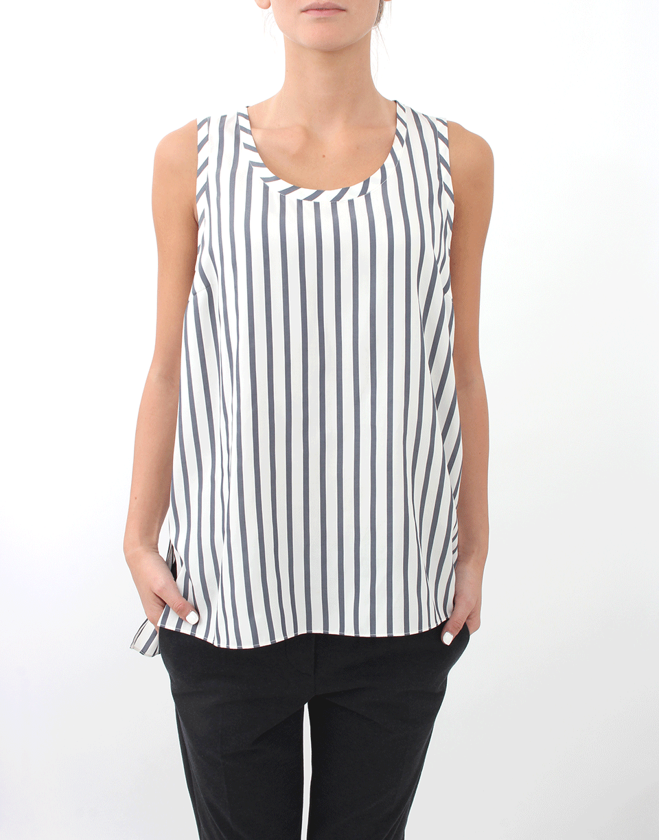 BRUNELLO CUCINELLI-Silk Stripe Tank-