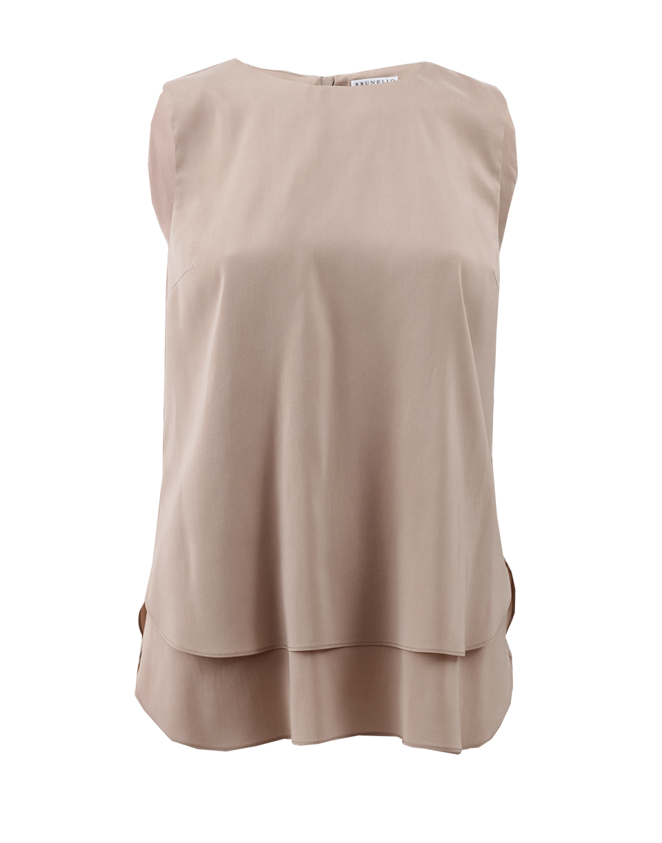 BRUNELLO CUCINELLI-Double Layer Round Hem Tank-