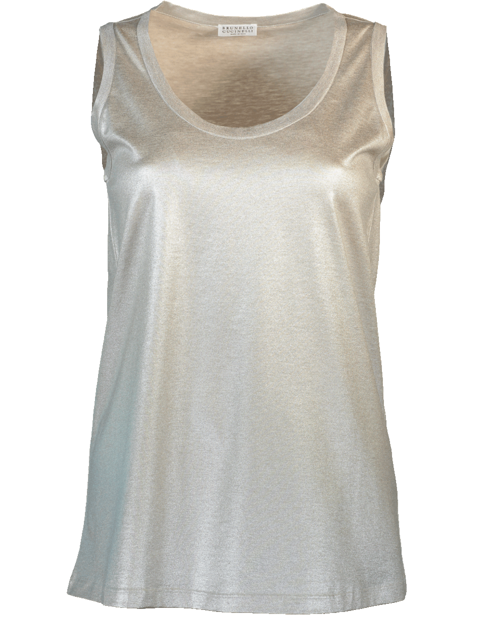 BRUNELLO CUCINELLI-Lamé Cotton Tank-