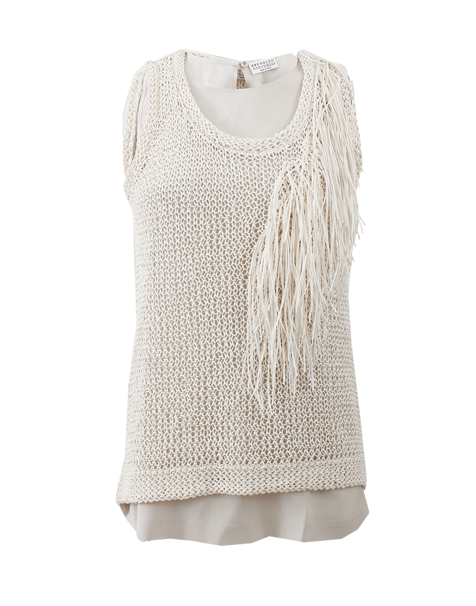 BRUNELLO CUCINELLI-Fringe Detail Macrame Tank-
