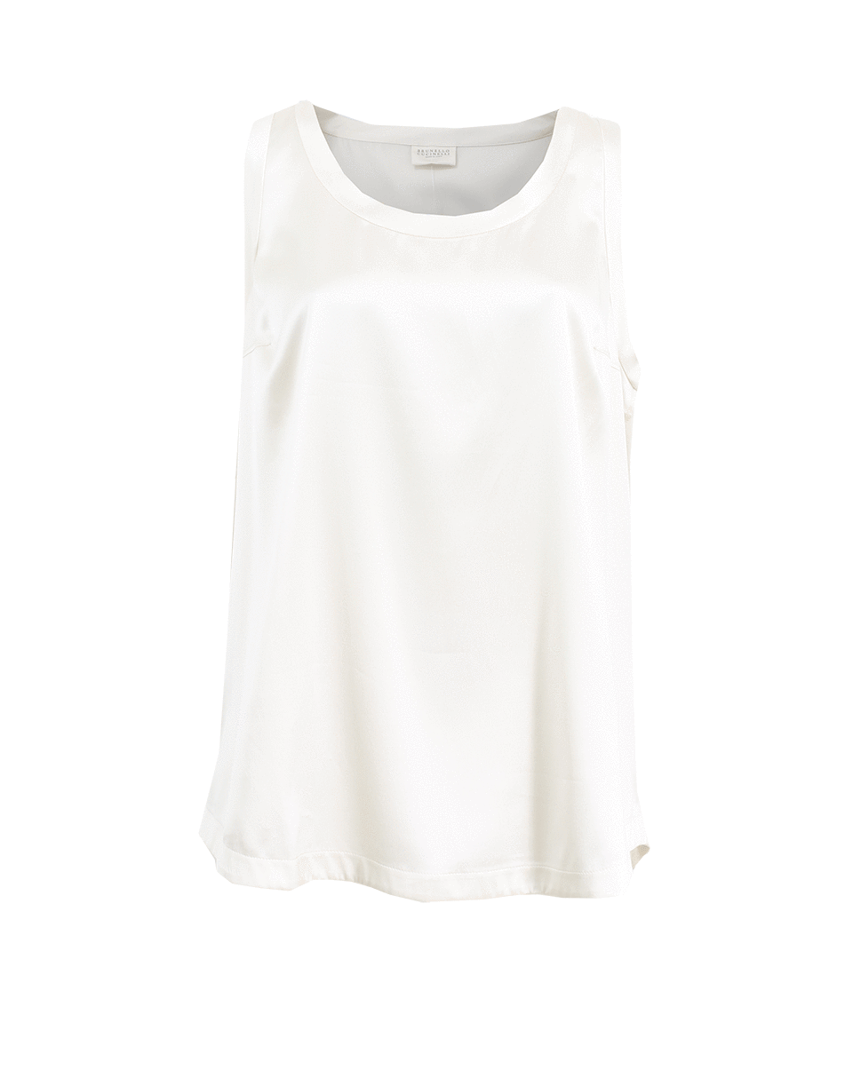 BRUNELLO CUCINELLI-Satin Scoop Neck Tank-VANILLA