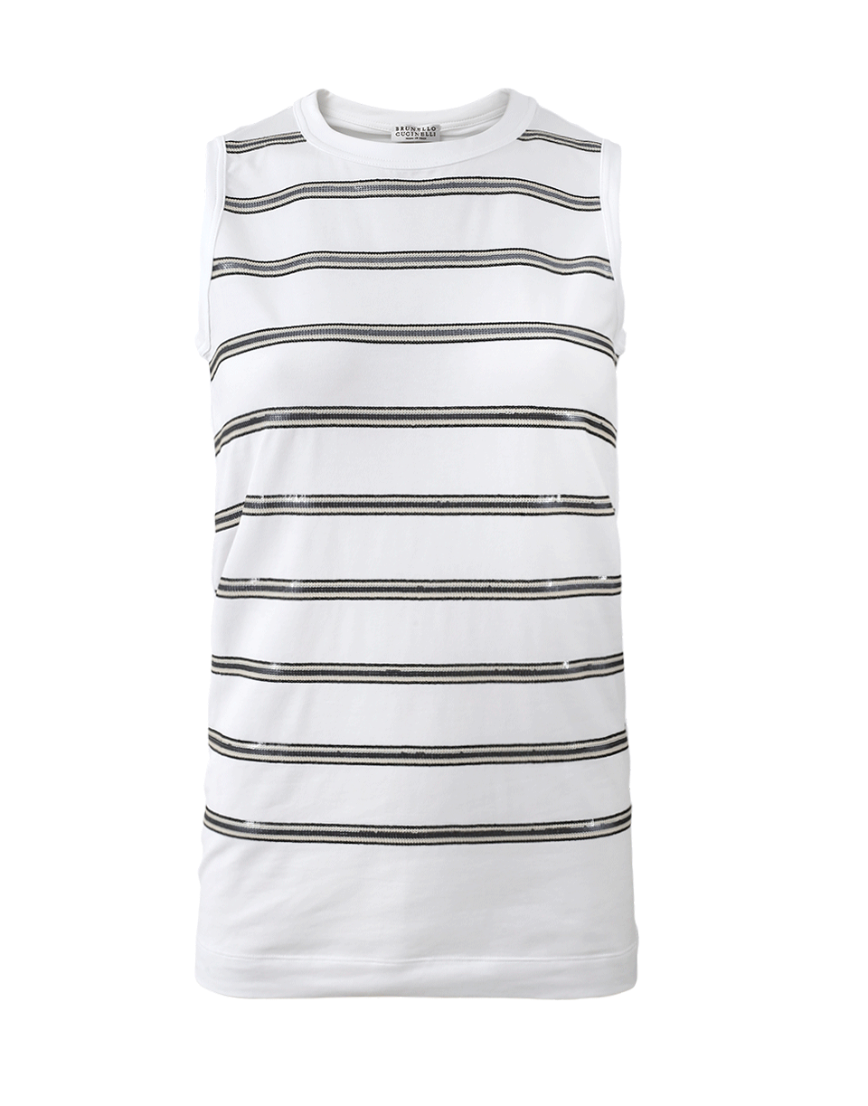 BRUNELLO CUCINELLI-Pailette Stripe Tank Top-