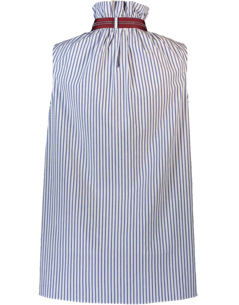 BRUNELLO CUCINELLI-Striped Tank With Grosgrain And Monili Tie-