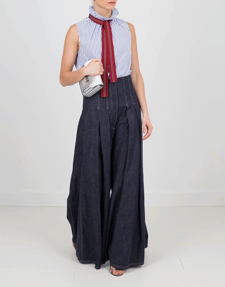 BRUNELLO CUCINELLI-Striped Tank With Grosgrain And Monili Tie-