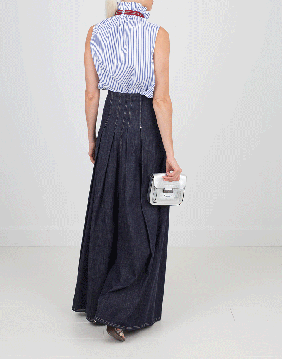 BRUNELLO CUCINELLI-Striped Tank With Grosgrain And Monili Tie-