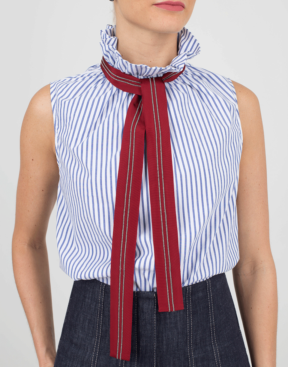 BRUNELLO CUCINELLI-Striped Tank With Grosgrain And Monili Tie-