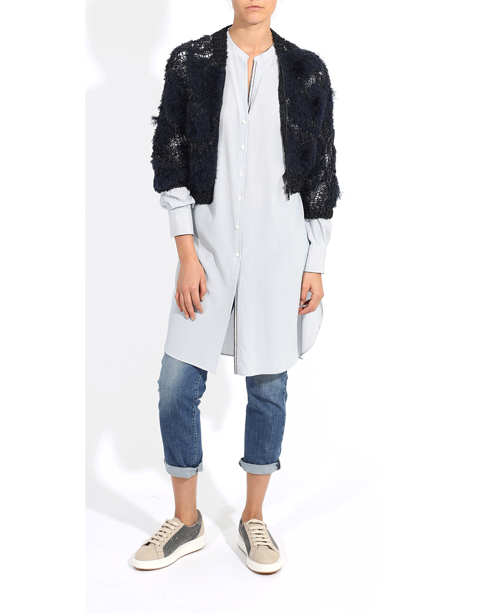 BRUNELLO CUCINELLI-Monili Placket Striped Blouse-