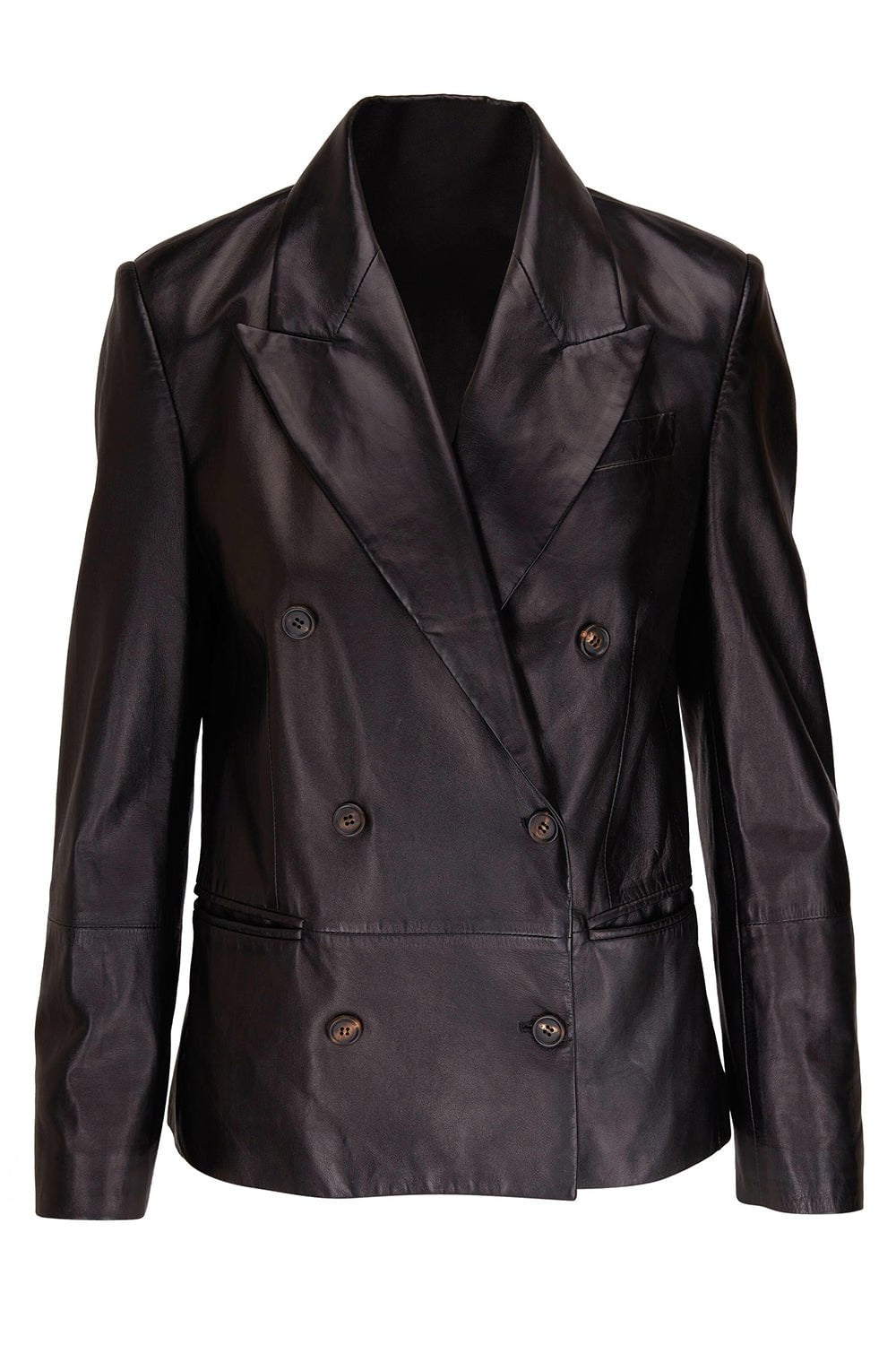 BRUNELLO CUCINELLI-Double Breasted Leather Jacket-
