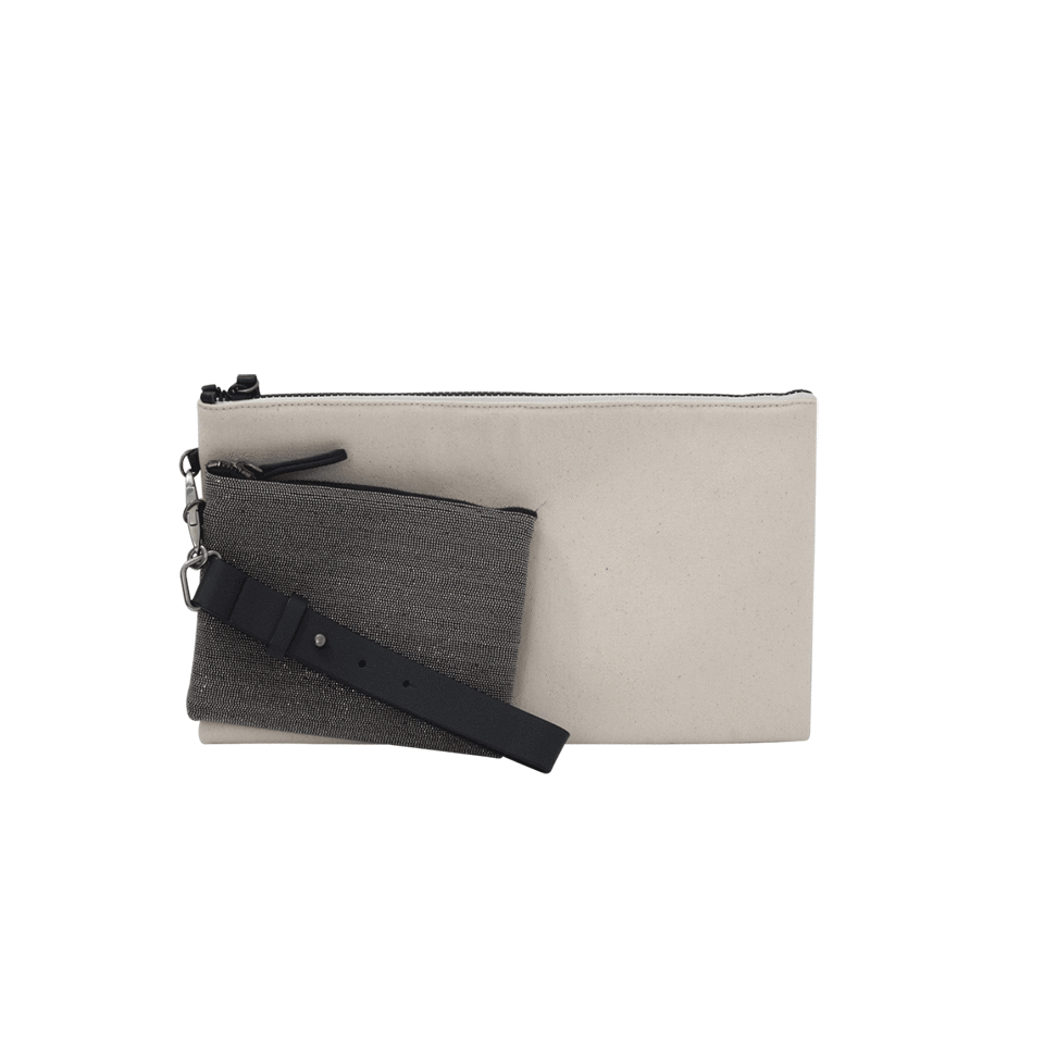BRUNELLO CUCINELLI-Canvas Clutch With Monili Pouch-CANVAS