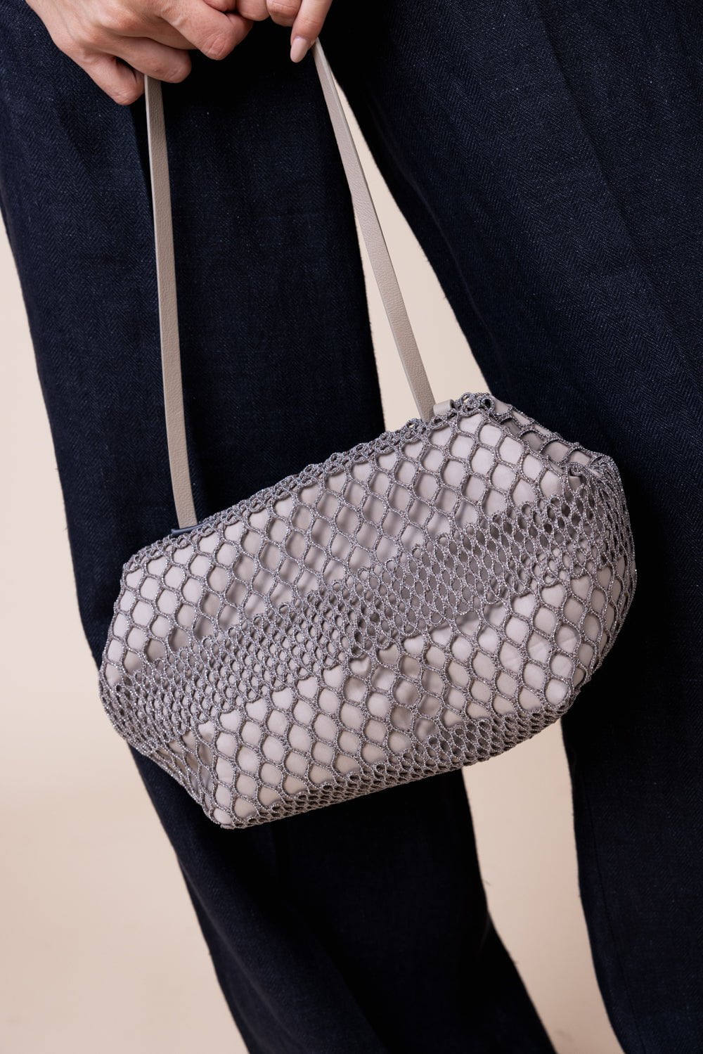 BRUNELLO CUCINELLI-Monili Net Clutch-DK BEIGE
