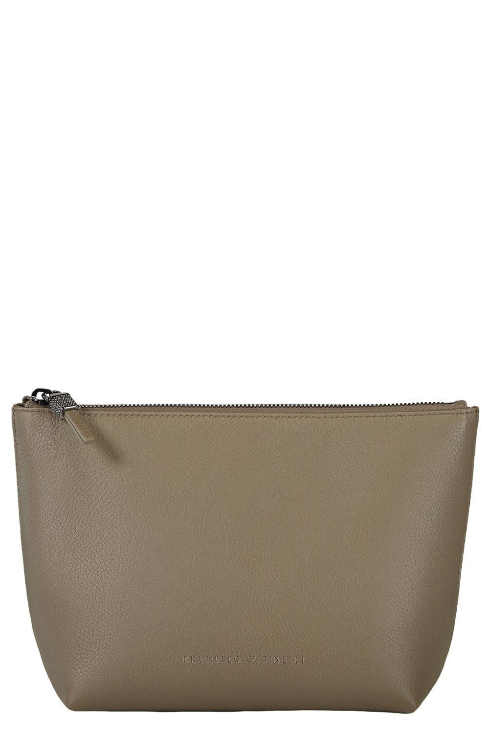 Shiny Zipper Pouch-ICE-O/S-HANDBAGCLUTCHES-BRUNELLO CUCINELLI