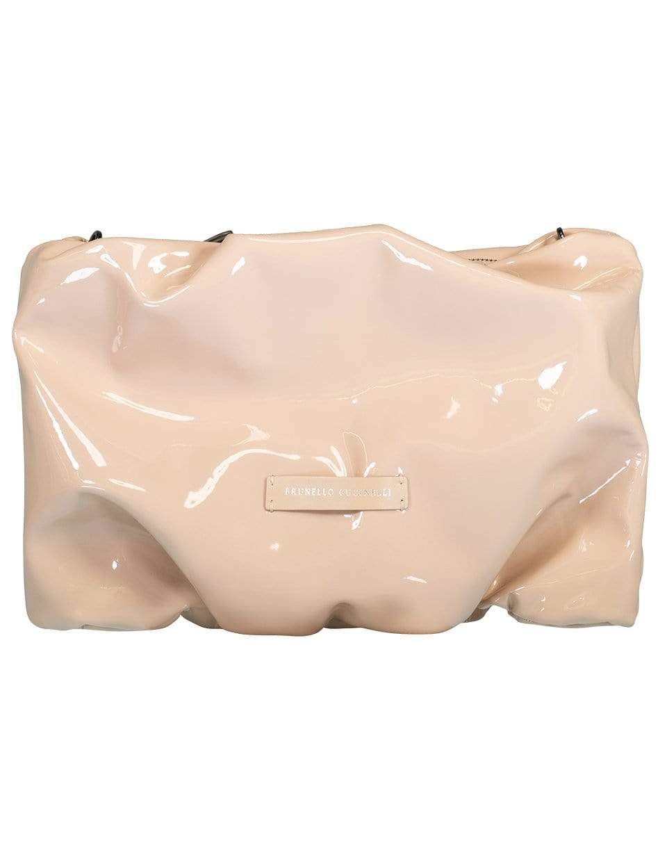 BRUNELLO CUCINELLI-Ruched Leather Shoulder Bag-PINK