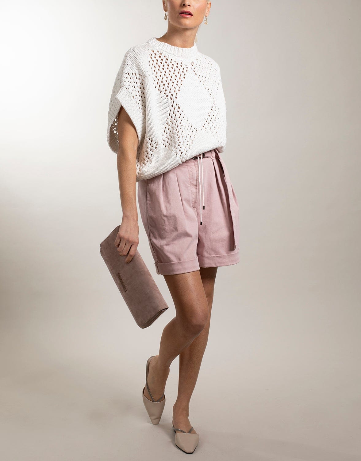 BRUNELLO CUCINELLI-Suede East West Clutch-ROSA