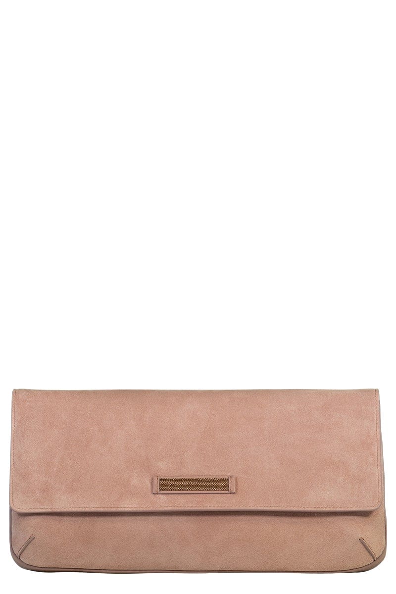 BRUNELLO CUCINELLI-Suede East West Clutch-ROSA