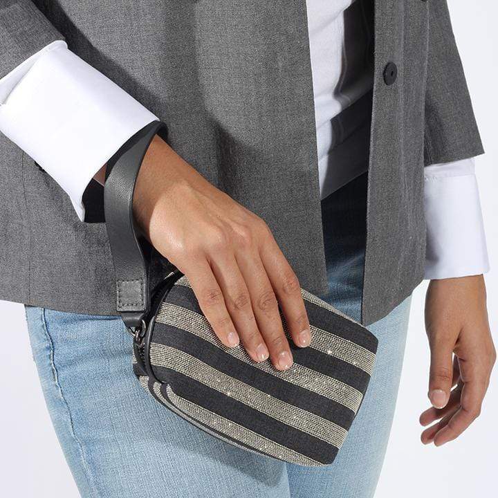 BRUNELLO CUCINELLI-Monili Stripe Box Clutch-VOLCANO