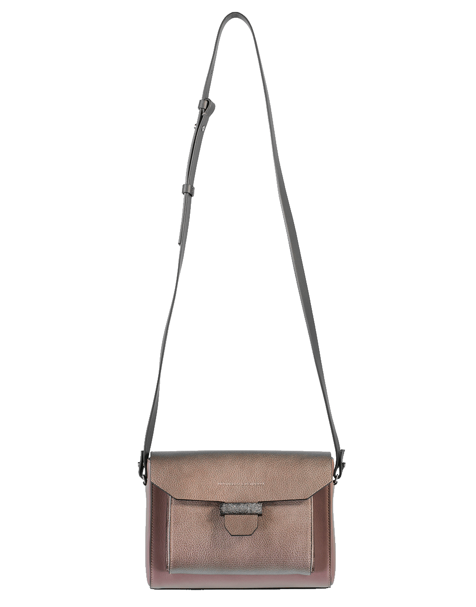 BRUNELLO CUCINELLI-Mixed Metallic Leather Shoulder Bag-AMETHYST