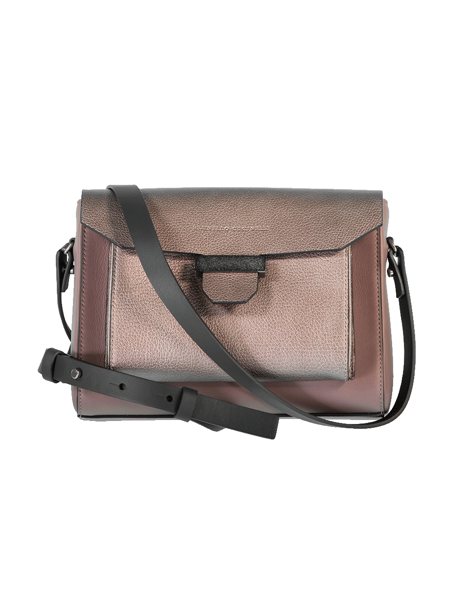 BRUNELLO CUCINELLI-Mixed Metallic Leather Shoulder Bag-AMETHYST