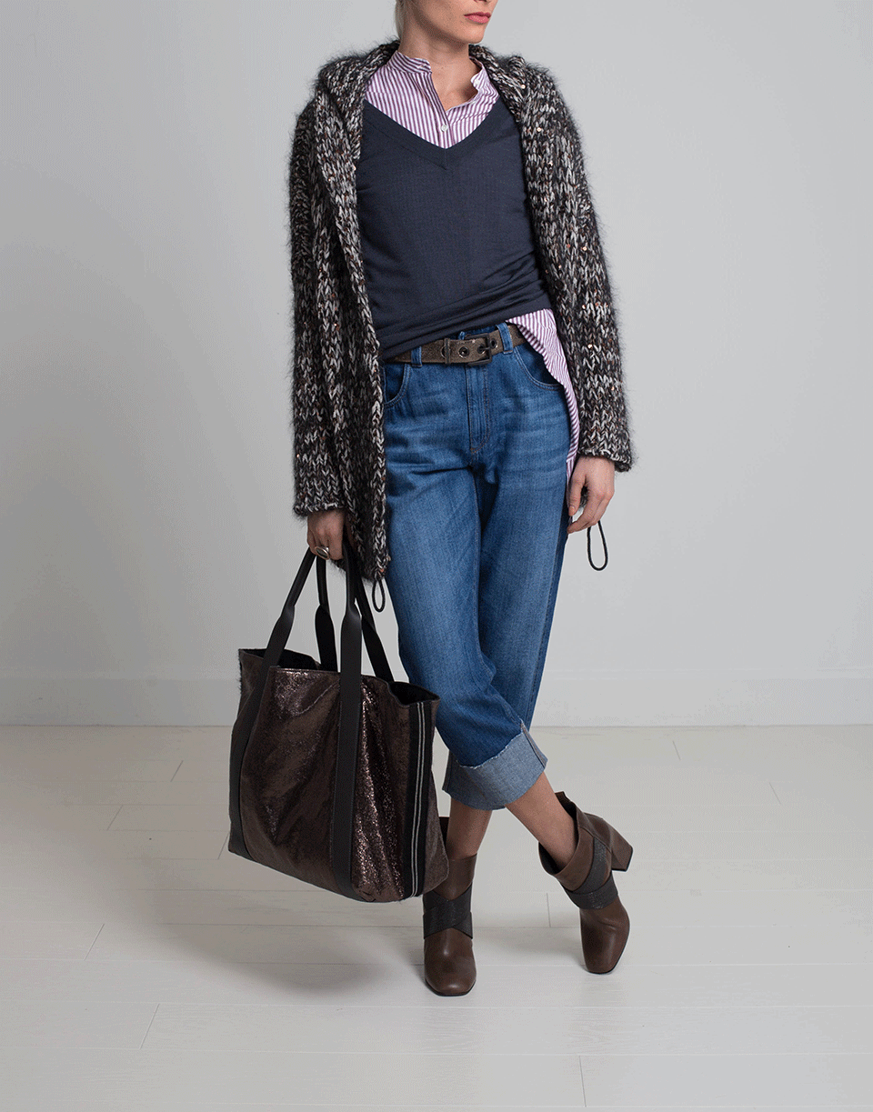 BRUNELLO CUCINELLI-Broken Glass Shopper Bag-ANTRACITE